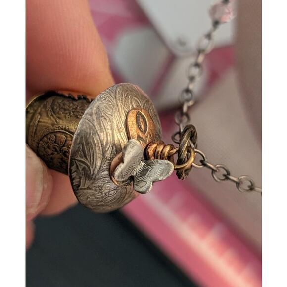 Tri-Metal Federal Gap 45 Ammo Butterfly Birdhouse Pendant on 925 & Crystal Chain - Picture 4 of 9
